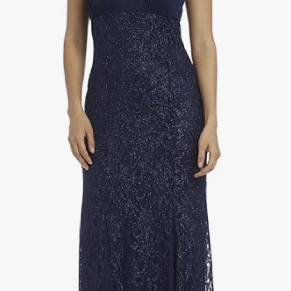 Full length sleeveless gown with beaded neck, Size 6